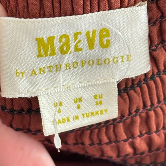 Maeve V-neck Tropical Print Mini Dress" by Anthropologie size 4 linen blend - Picture 6 of 6